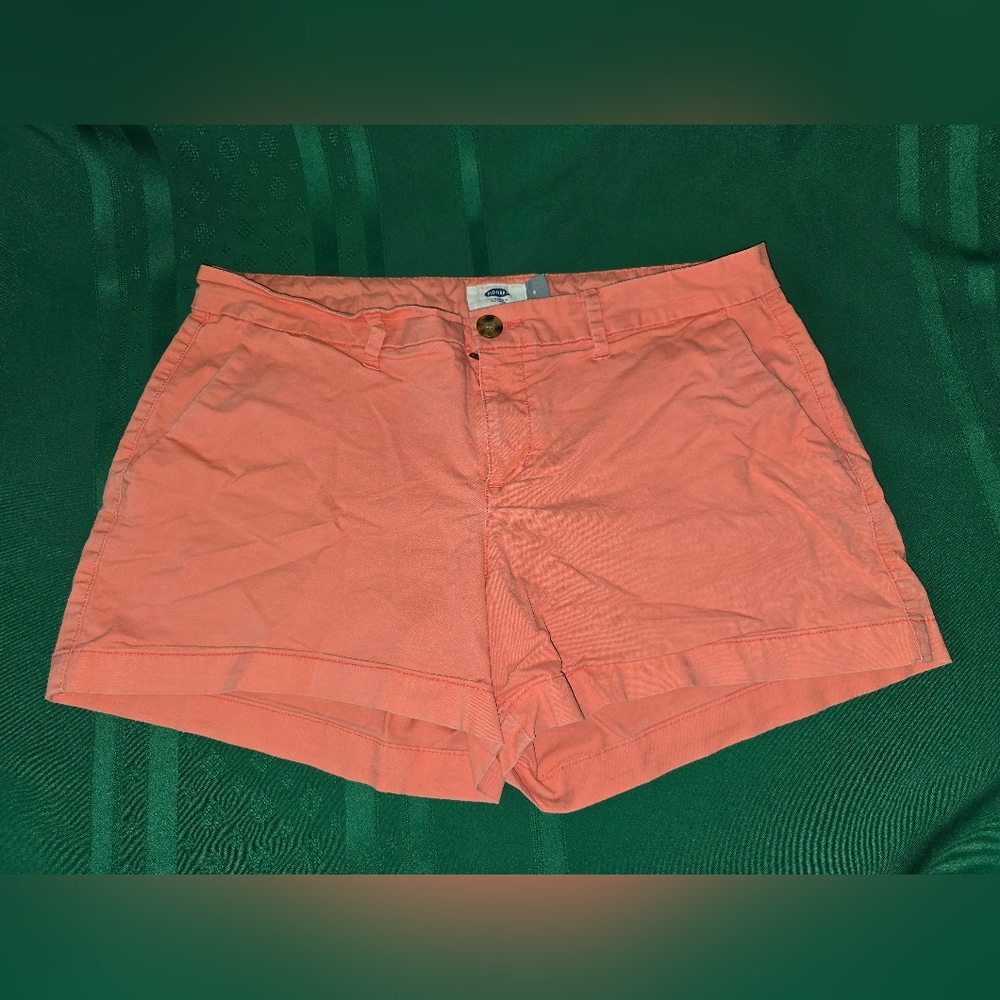 Old Navy Women's Faded Orange Cotton Spandex Chino Size 6 Shorts Outdoor Pre-own